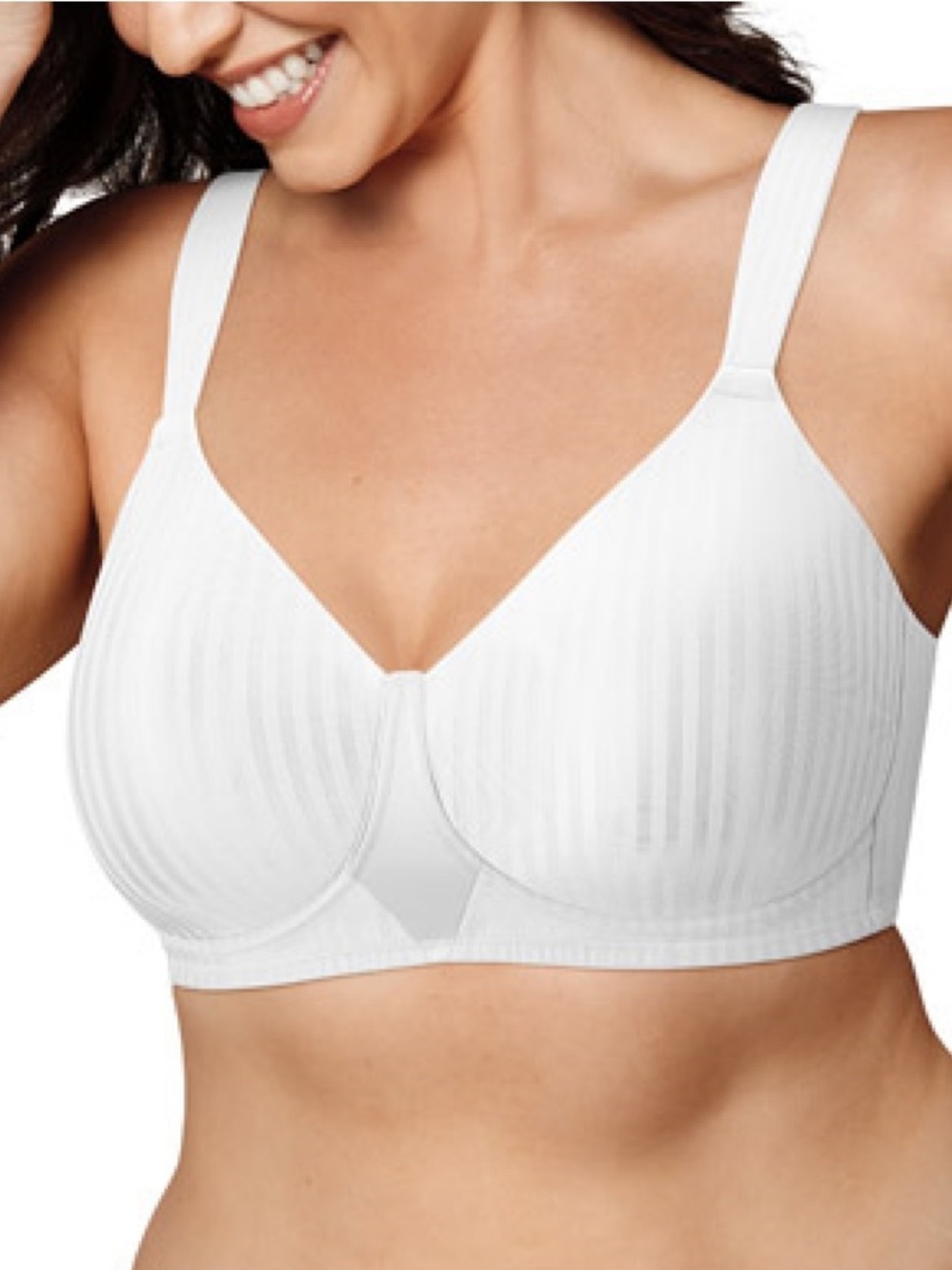 New! Playtex Women's Secrets Perfectly Smooth Wire Free Bra, White Stripe, 44C